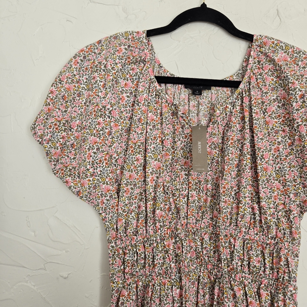 NEW J. Crew Floral Cinched Waist Puff Sleeve Dress - Picture 3 of 14